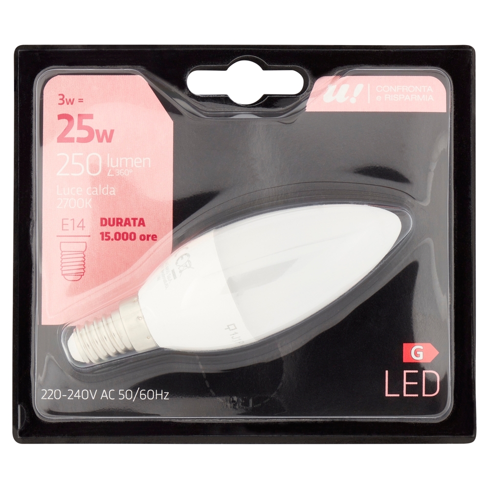 Lampada Led Goccia 3W E14 2700K U! Confronta e Risparmia