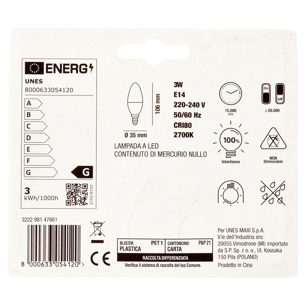 Lampada Led Goccia 3W E14 2700K U! Confronta e Risparmia