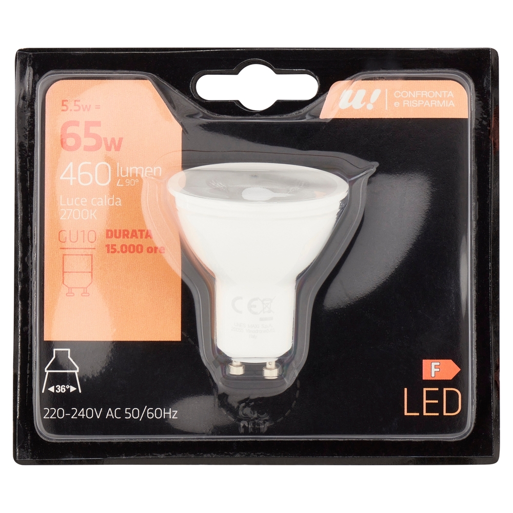 Lampada Led Faretto 5,5W GU10 2700K U! Confronta e Risparmia