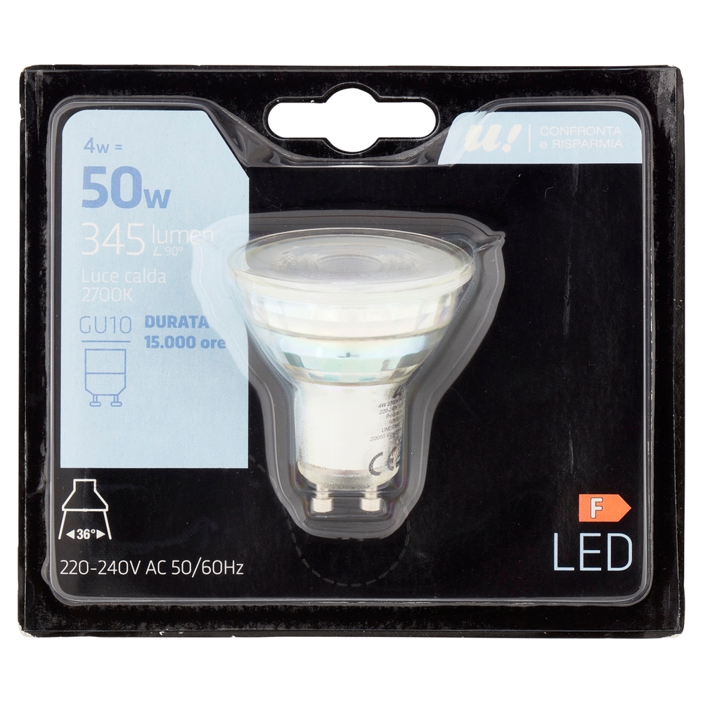 Lampada Led Faretto 4W GU10 2700K U! Confronta e Risparmia