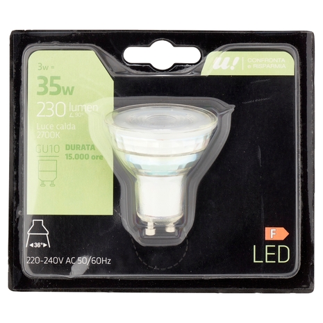 Lampada Led Faretto 3W GU10 2700K U! Confronta e Risparmia
