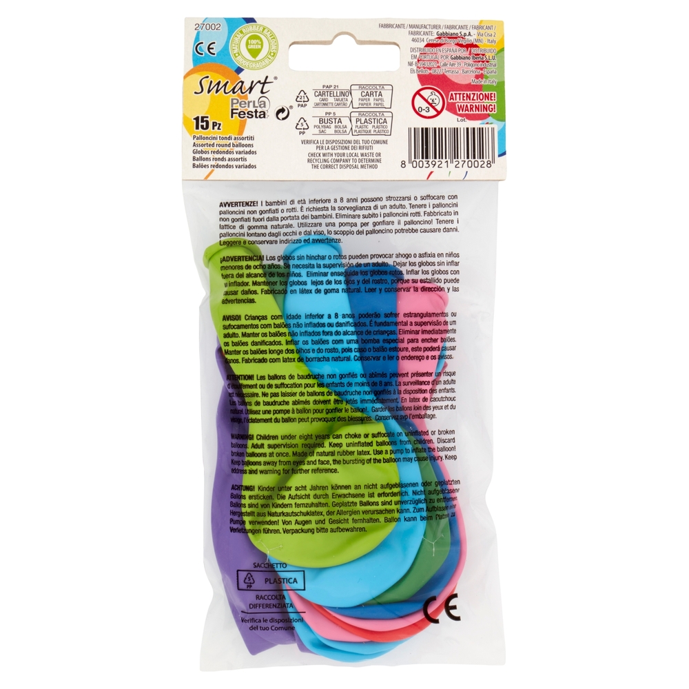 Smart PerLa Festa Palloncini Tondi Assortiti 15 pz