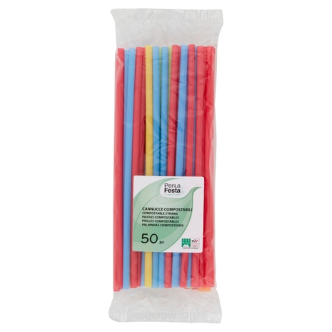 PerLa Festa ComposTable Cannucce Compostabili colorate 50 pz