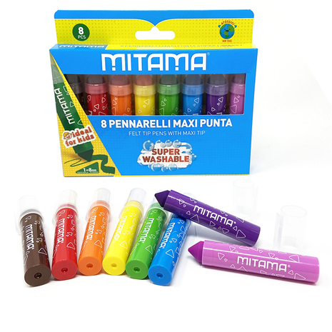 Pennarelli Maxi Punta Lavabili, 8 pezzi