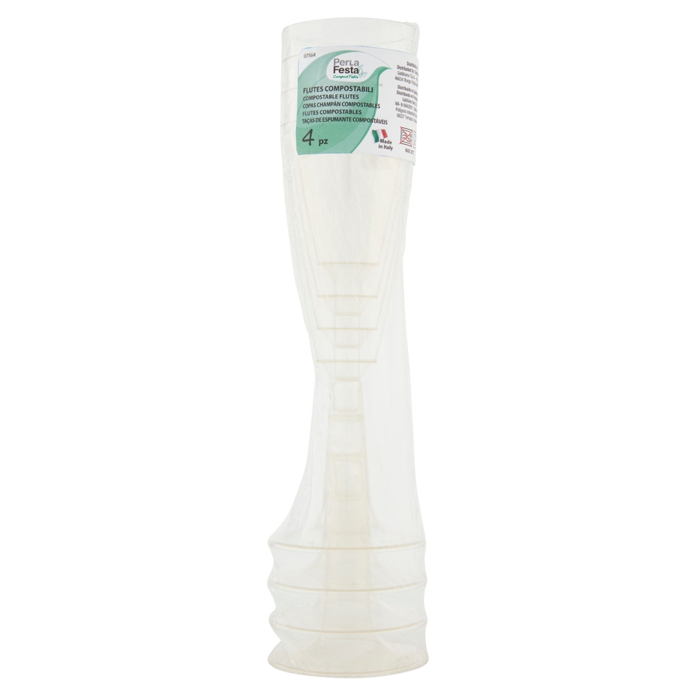 PerLa Festa ComposTable Flutes Compostabili 4 pz