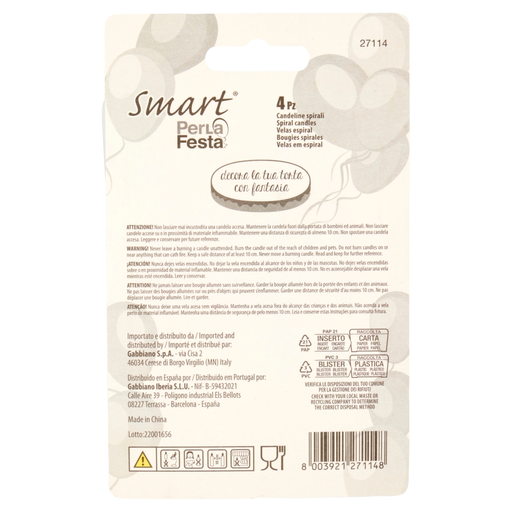 Smart PerLa Festa Candeline Spirali 4 pz