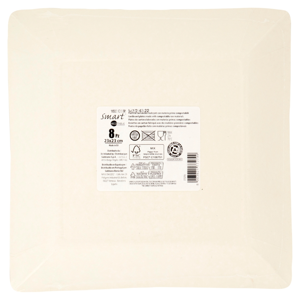 Smart Ecotable Piatti 23x23 cm 8 pz