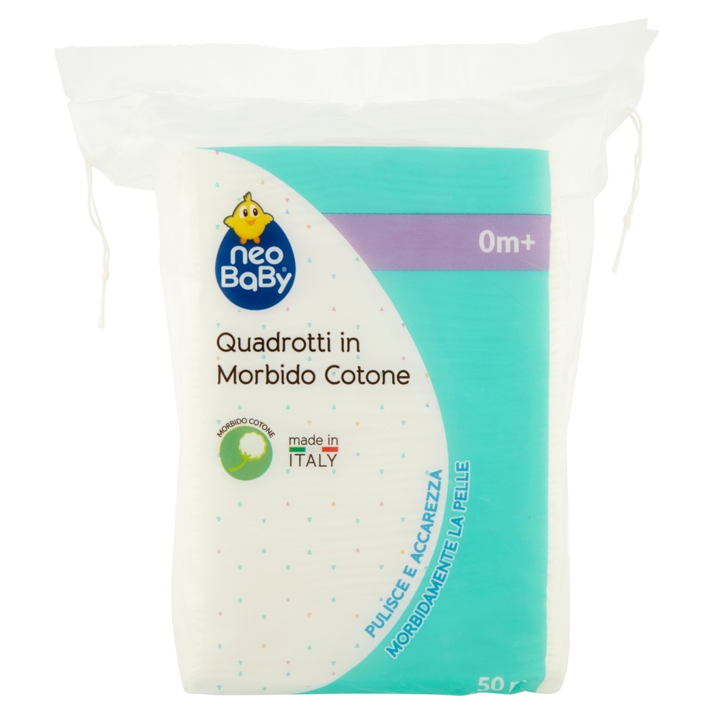 neo Baby Quadrotti in Morbido Cotone 0m+ 50 pz