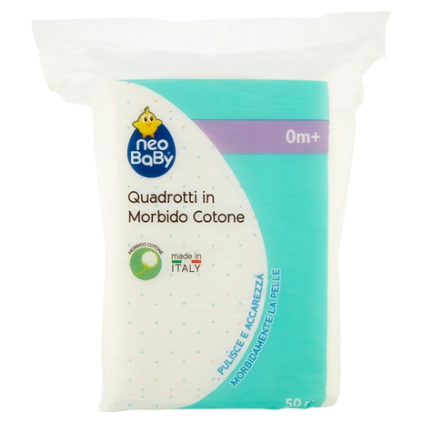 neo Baby Quadrotti in Morbido Cotone 0m+ 50 pz
