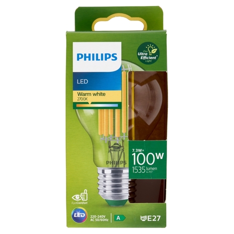 Philips LED Goccia Vetro Filam 100W E27 2700K Non-Dim Classe A