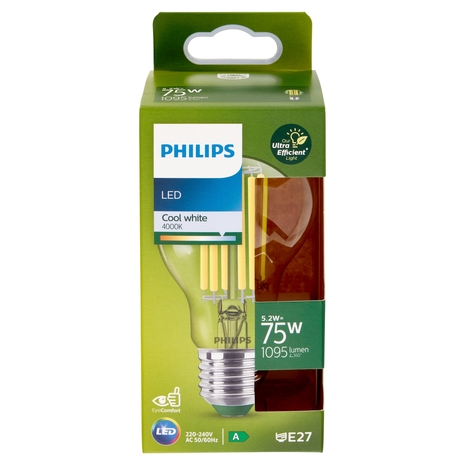 Philips Led Goccia Vetro Filamento 75W E27 4000K