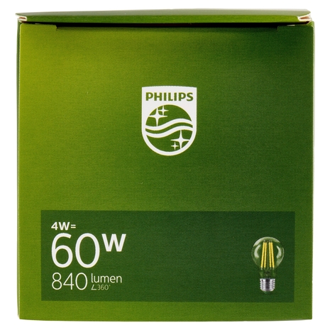 Philips Led Goccia Vetro Filamento 60W E27 4000K