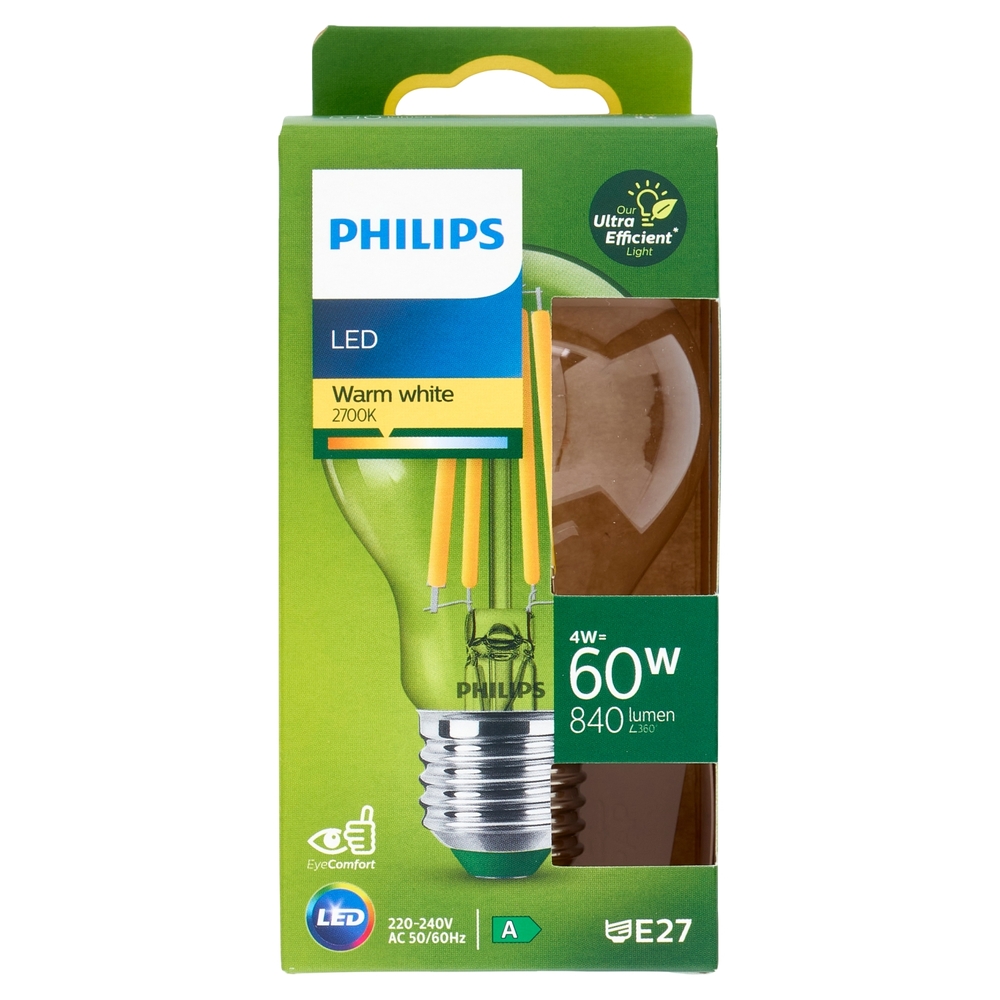 Philips Led Goccia Vetro Filamento 60W E27 2700K