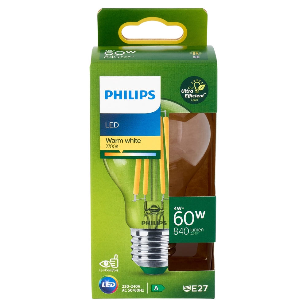 Philips Led Goccia Vetro Filamento 60W E27 2700K