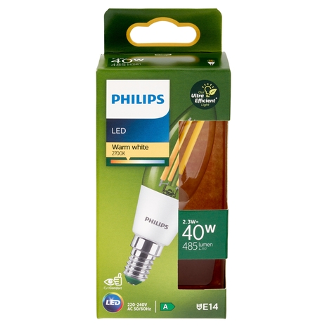 Philips Led Candela Vetro Filamento 40W E14 2700K