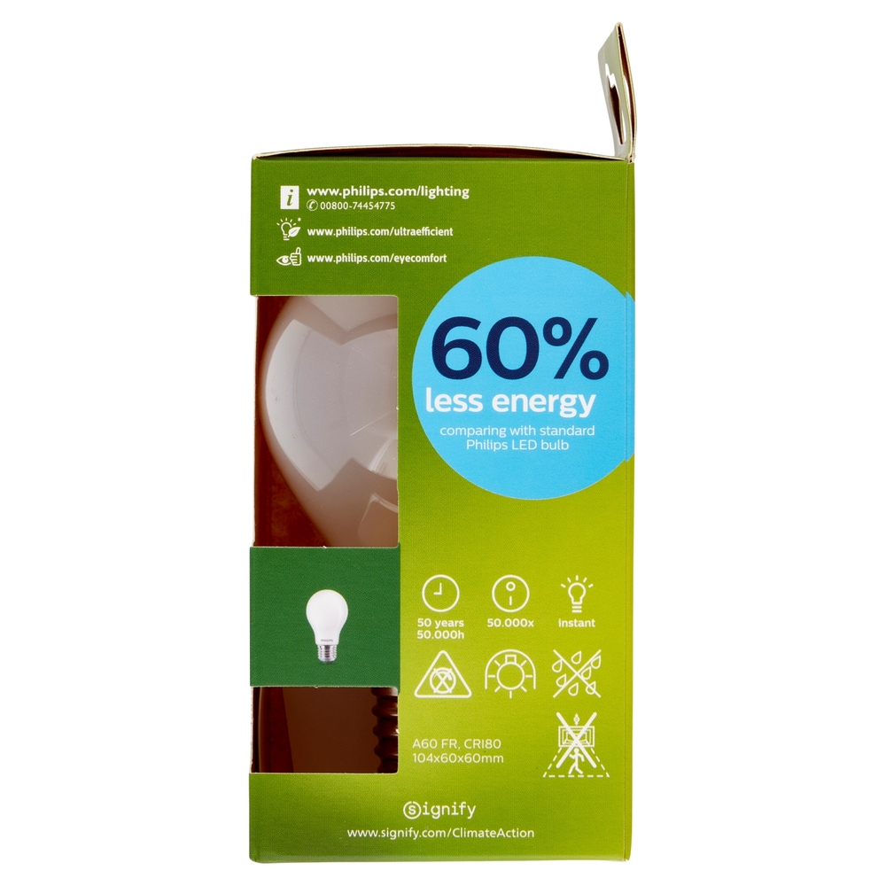 Philips Led Goccia Vetro Smerigliato 60W E27 4000K