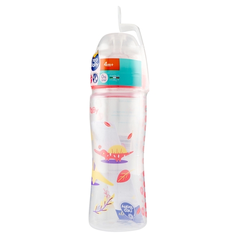 neo Baby Biberon Plastica Collo Largo 330 ml 4m+ Dino Rosa