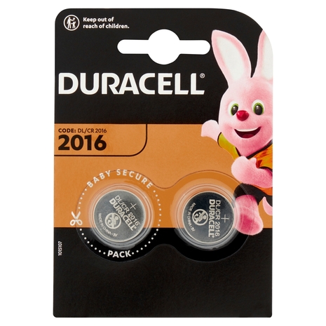 Duracell 2016 Batteria Bottone al Litio Specialistica 3V confezione da 2 DL2016 CR2016