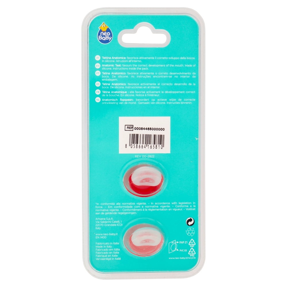 neo Baby Light Succhietto Anatomico in Silicone 12m+ Dino Rosa 2 pz