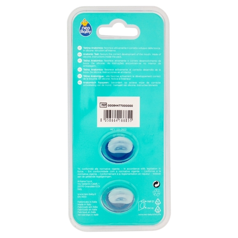 neo Baby Light Succhietto Anatomico in Silicone 12m+ Dino Blu 2 pz