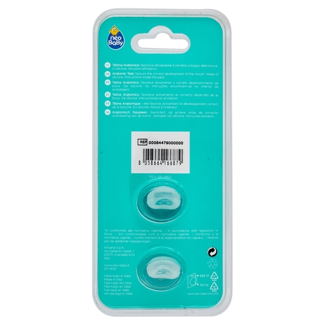 neo Baby Light Succhietto Anatomico in Silicone 12m+ Dino Verde 2 pz