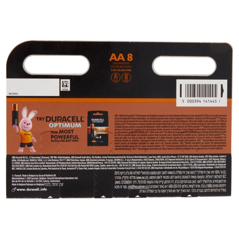Duracell Plus AA Batterie Stilo Alcaline 1.5V LR06 MX1500 confezione da 8 Pile Duracell