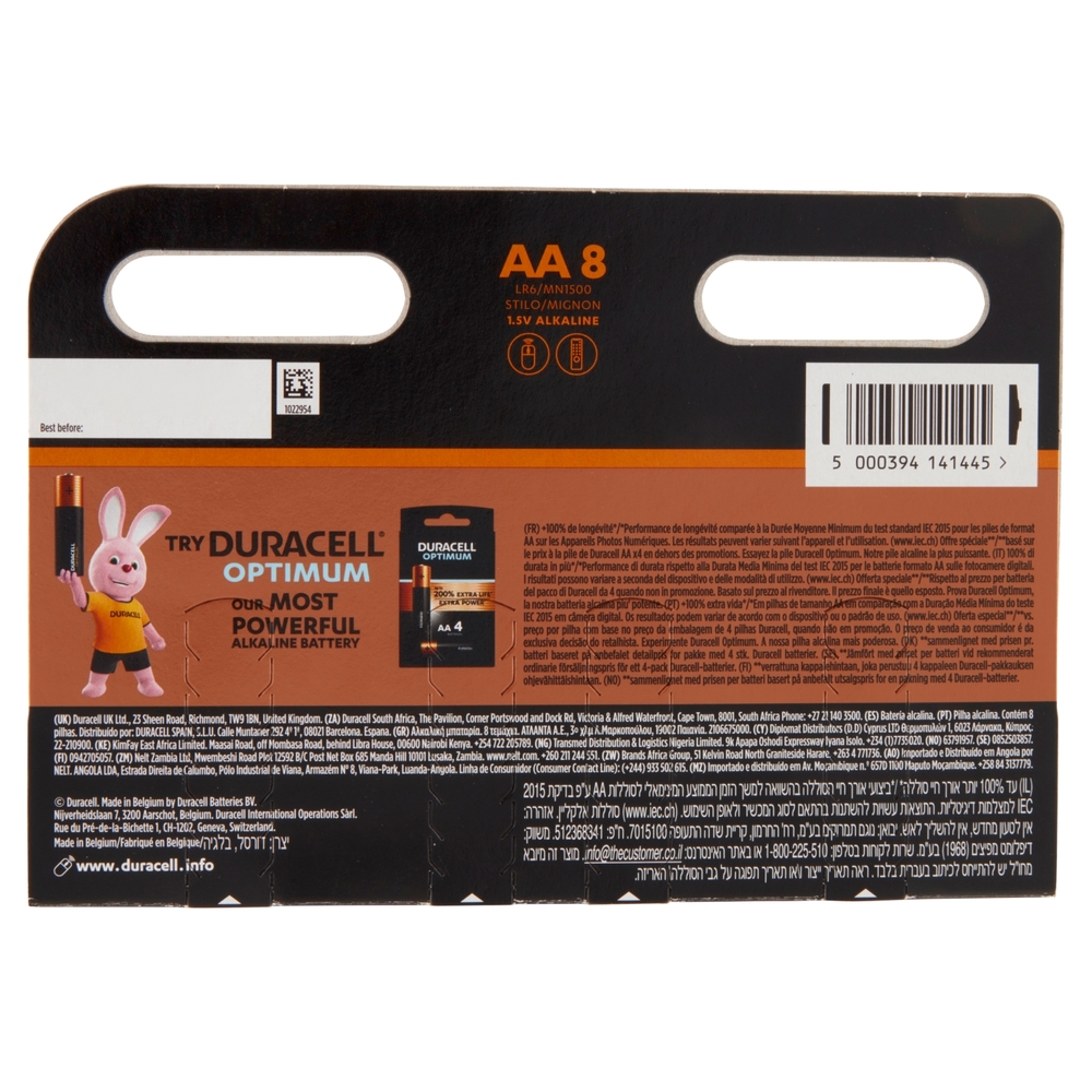 Duracell Plus AA Batterie Stilo Alcaline 1.5V LR06 MX1500 confezione da 8 Pile Duracell