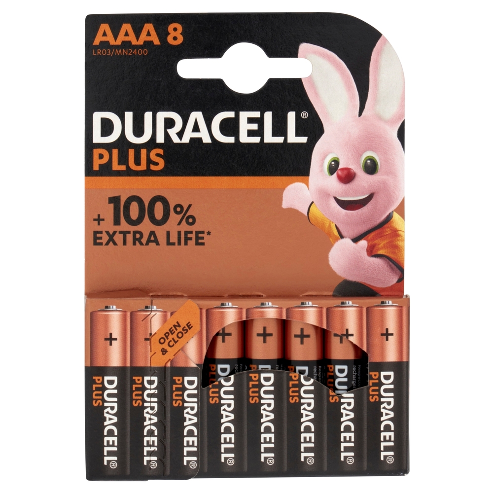 Duracell Plus AAA Batterie Ministilo Alcaline 1.5V LR03 MN2400 confezione da 8 Pile Duracell