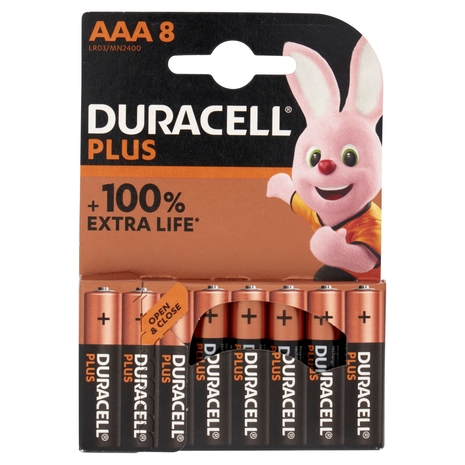 Duracell Plus AAA Batterie Ministilo Alcaline 1.5V LR03 MN2400 confezione da 8 Pile Duracell