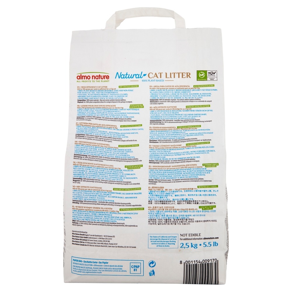 almo nature Natural Cat Litter 100% Plant-Based 2,5 kg