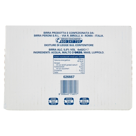 Peroni Nastro Azzurro Birra 6 x 62 cl