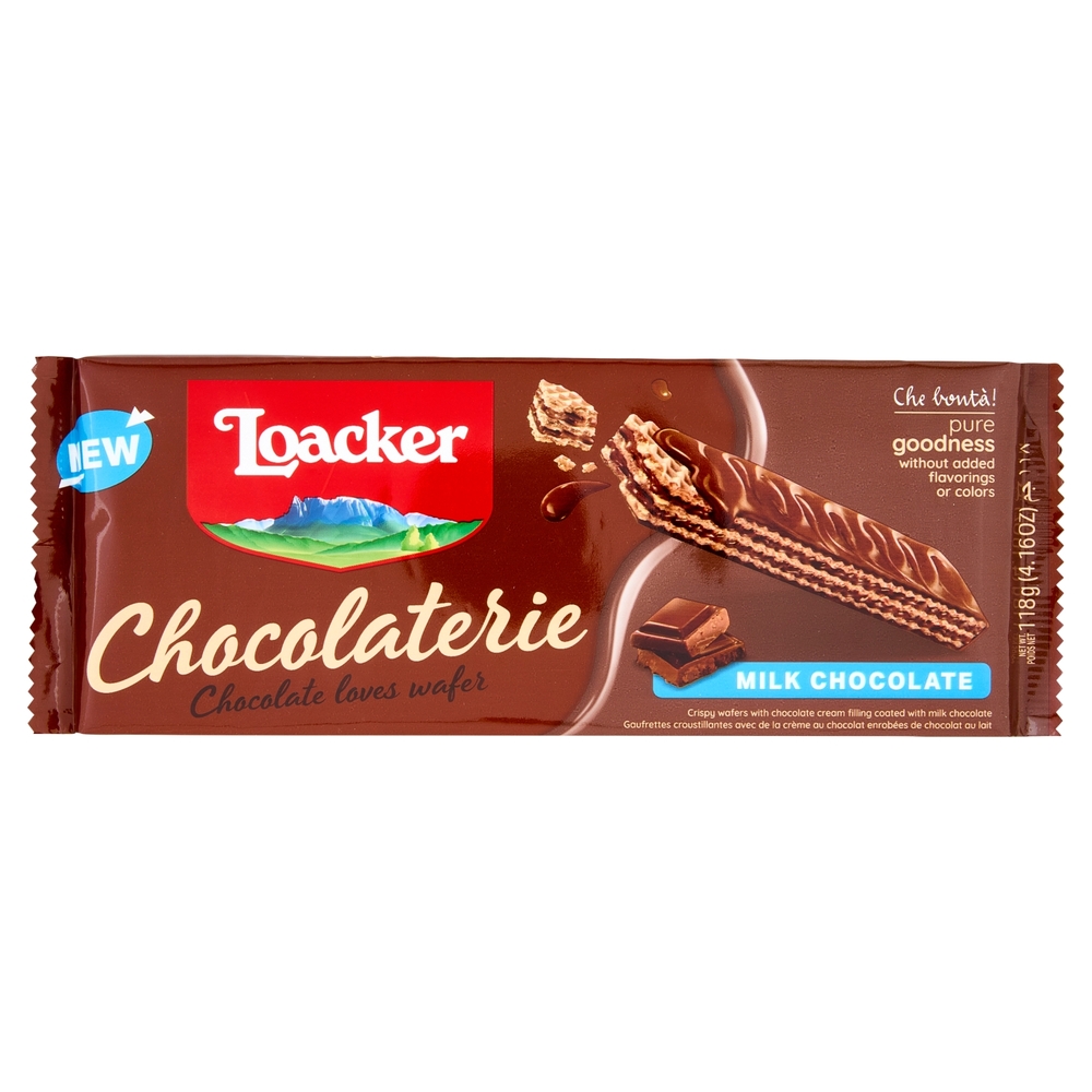 Loacker Chocolaterie Wafer ricoperti di Cioccolato al Latte con crema al Cioccolato Wafers 118g