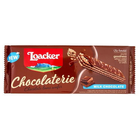 Loacker Chocolaterie Wafer ricoperti di Cioccolato al Latte con crema al Cioccolato Wafers 118g