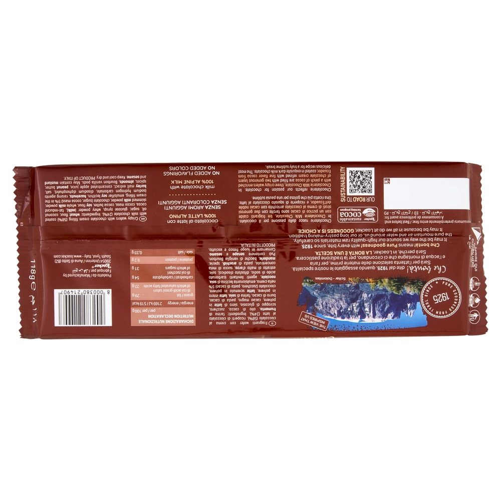 Loacker Chocolaterie Wafer ricoperti di Cioccolato al Latte con crema al Cioccolato Wafers 118g