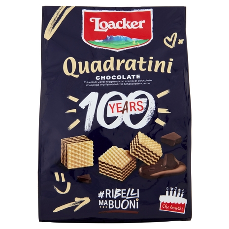 Loacker Wafer Quadratini Chocolate con crema al cioccolato con cacao dell'Ecuador wafers 250 g