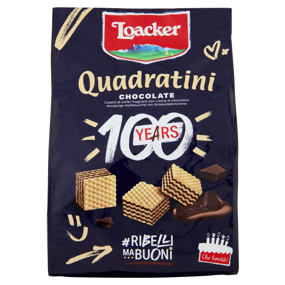 Loacker Wafer Quadratini Chocolate con crema al cioccolato con cacao dell'Ecuador wafers 250 g