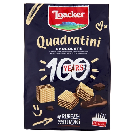 Loacker Wafer Quadratini Chocolate con crema al cioccolato con cacao dell'Ecuador wafers 250 g