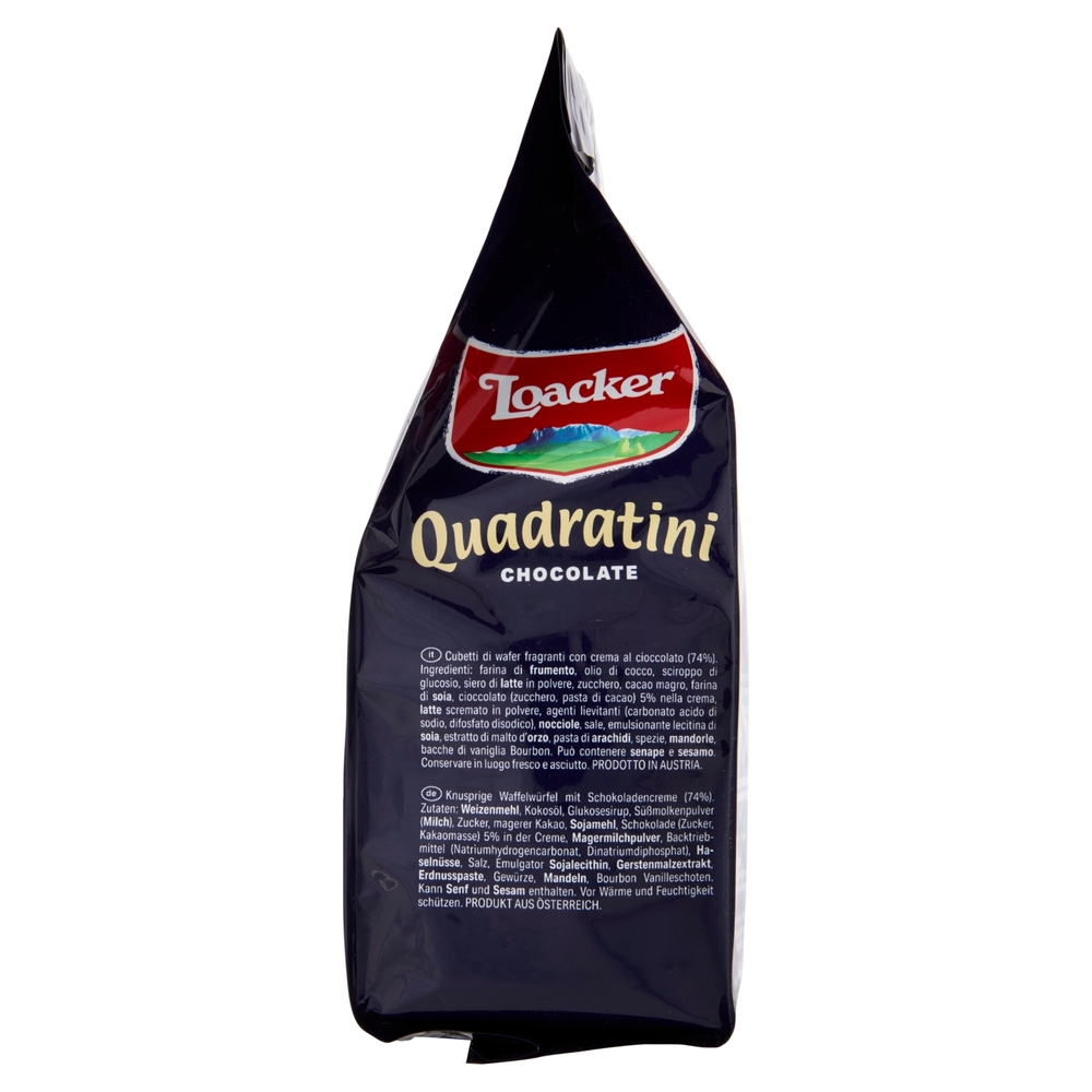 Loacker Wafer Quadratini Chocolate con crema al cioccolato con cacao dell'Ecuador wafers 250 g