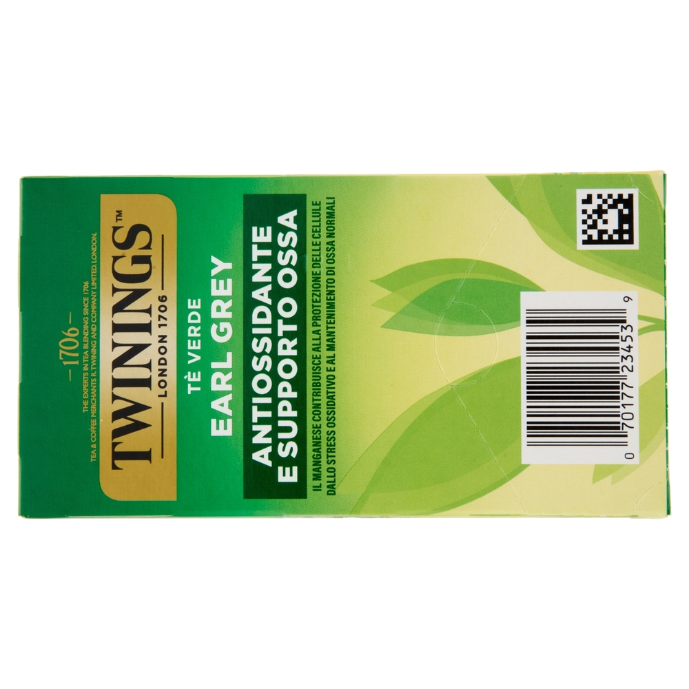 Twinings Earl Grey Tè Verde aromatizzato Bergamotto Antiossidante e Supporto Ossa 20 filtri The 40 g