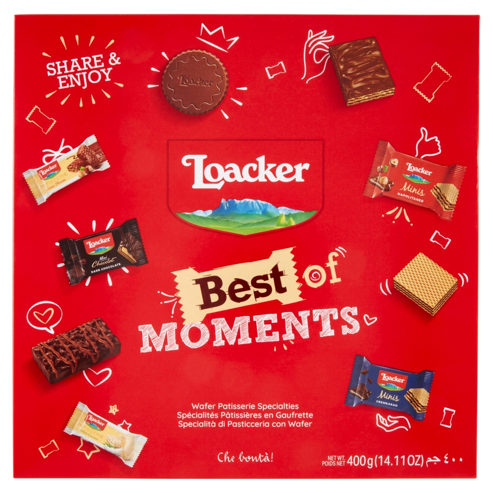 Loacker Best of Moments Wafer confezione regalo con delizie assortite di wafers e cioccolato 400g