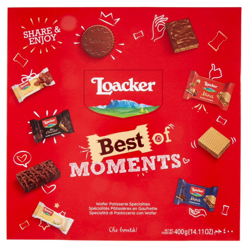 Loacker Best of Moments Wafer confezione regalo con delizie assortite di wafers e cioccolato 400g