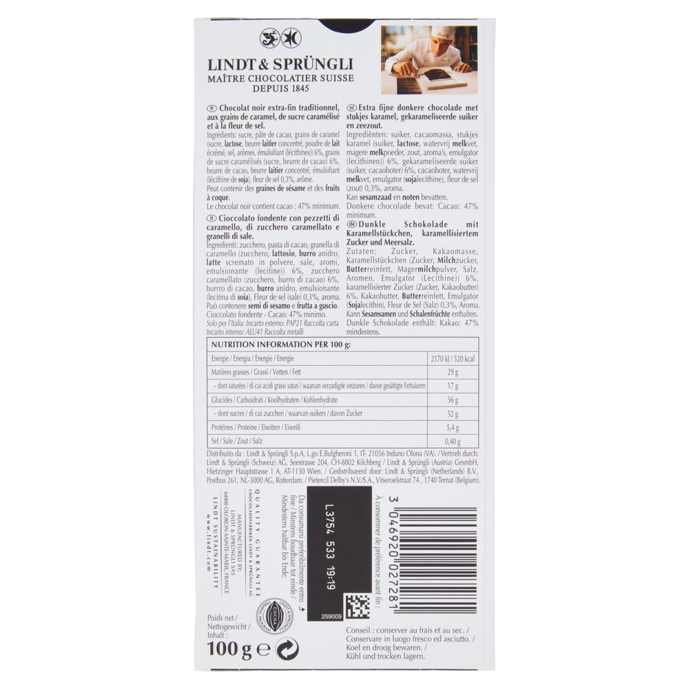 Lindt Excellence Caramel à la Pointe de Sel 100 g