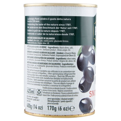 Ponti Olive Nere Snocciolate 400 g