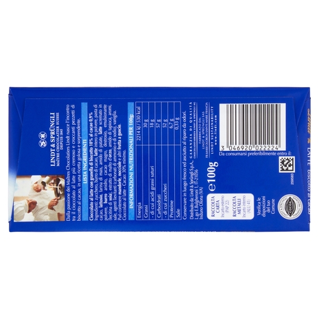 Lindt Gamme Bleue Tavoletta Biscotto al cacao 100 g