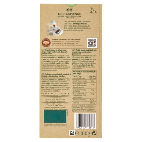 Lindt tavoletta Vegan nocciola 100 g