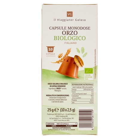 10 Capsule Monodose Orzo BIO Il Viaggiator Goloso