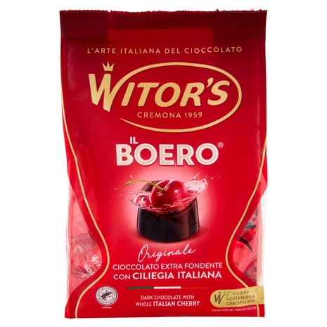 Witor's il Boero Originale Cioccolato Extra Fondente con Ciliegia Italiana 200 g