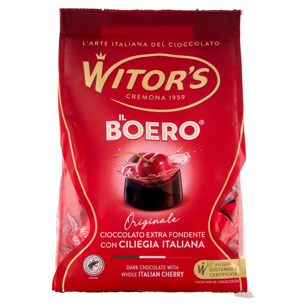 Witor's il Boero Originale Cioccolato Extra Fondente con Ciliegia Italiana 200 g