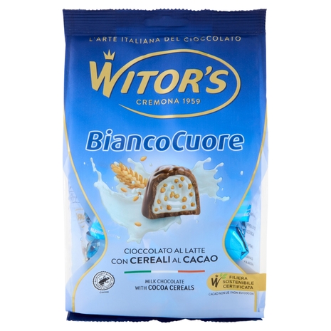 Witor's Bianco Cuore Cioccolato al Latte con Cereali al Cacao 200 g