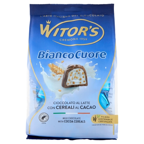 Witor's Bianco Cuore Cioccolato al Latte con Cereali al Cacao 200 g